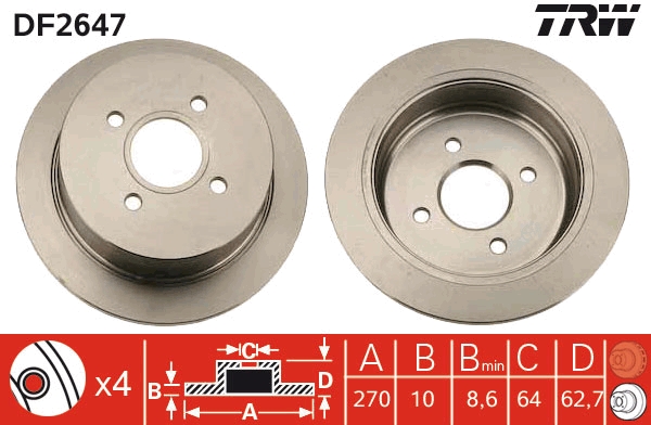 Disco freno TRW DF2647