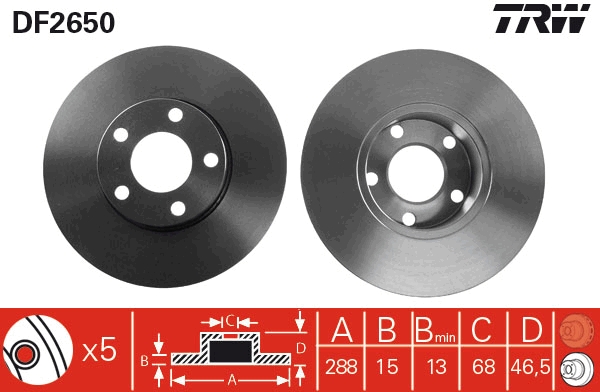 Disco freno TRW DF2650