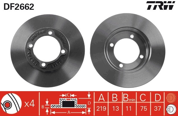 Disco freno TRW DF2662