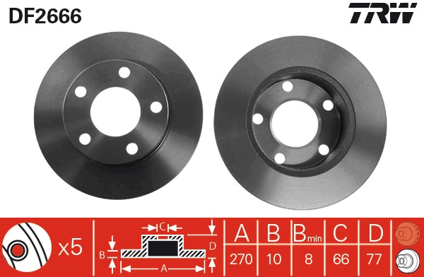 Disco freno TRW DF2666
