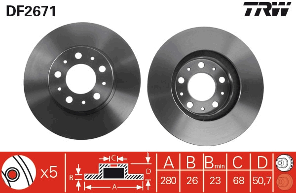 Disco freno TRW DF2671