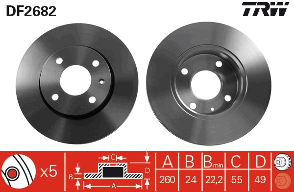 Disco freno TRW DF2682