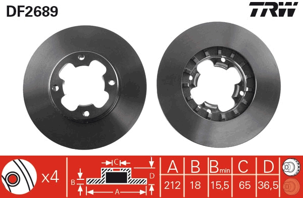 Disco freno TRW DF2689