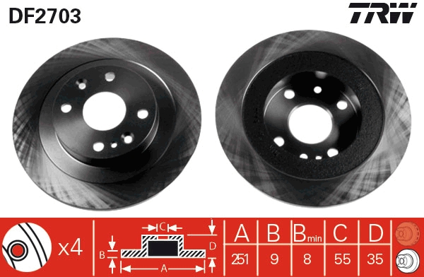 Disco freno TRW DF2703