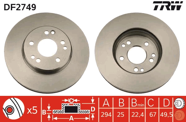 Disco freno TRW DF2749
