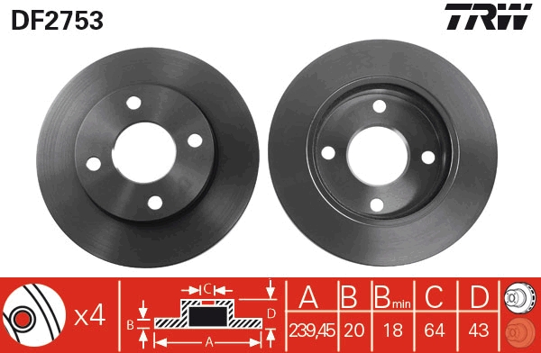 Disco freno TRW DF2753