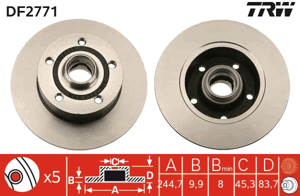 Disco freno TRW DF2771