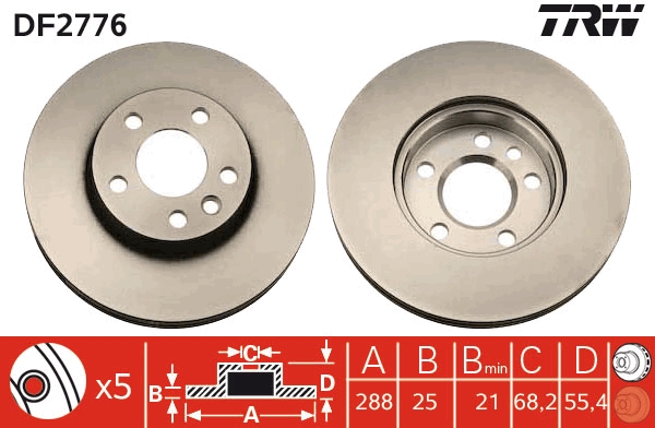 Disco freno TRW DF2776