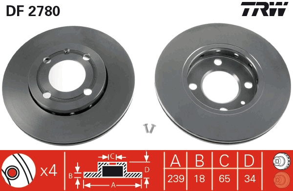 Disco freno TRW DF2780