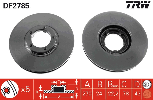 Disco freno TRW DF2785