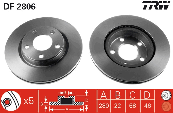 Disco freno TRW DF2806