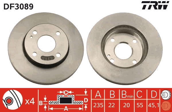 Disco freno TRW DF3089