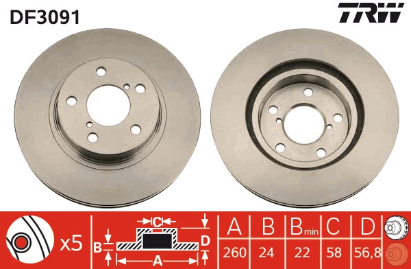 Disco freno TRW DF3091