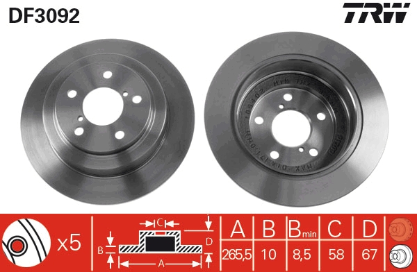 Disco freno TRW DF3092