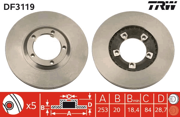 Disco freno TRW DF3119
