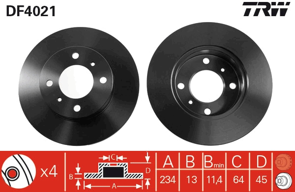 Disco freno TRW DF4021