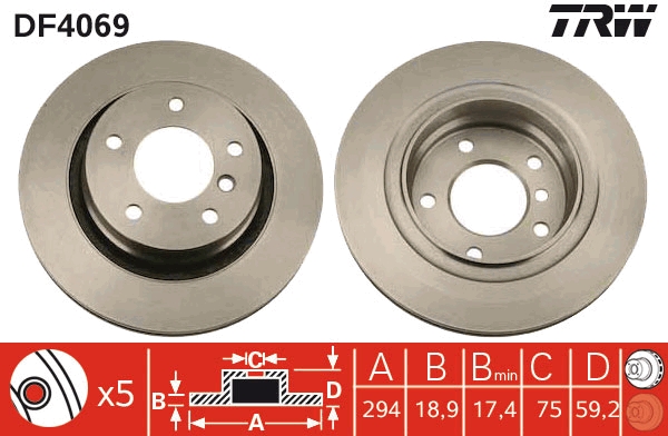 Disco freno TRW DF4069
