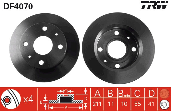 Disco freno TRW DF4070