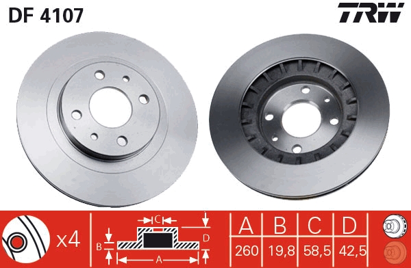 Disco freno TRW DF4107