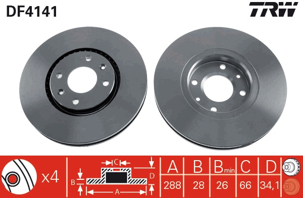 Disco freno TRW DF4141