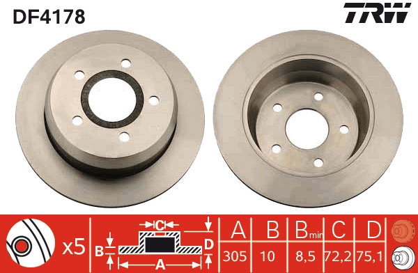 Disco freno TRW DF4178