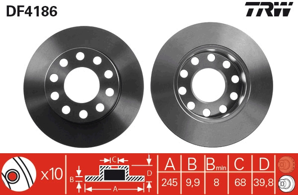 Disco freno TRW DF4186