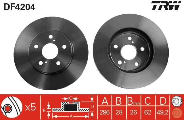 Disco freno TRW DF4204