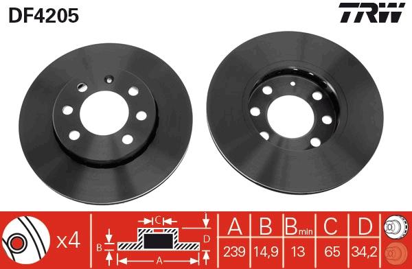 Disco freno TRW DF4205
