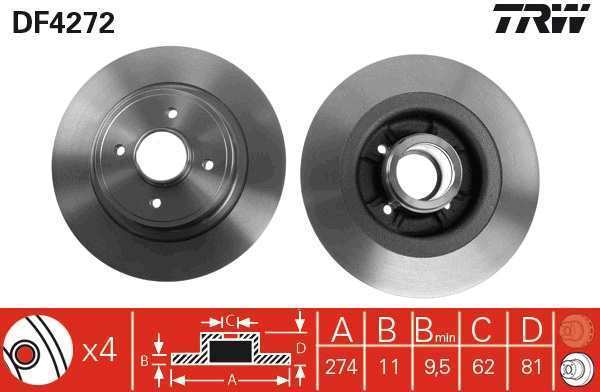 Disco freno TRW DF4272