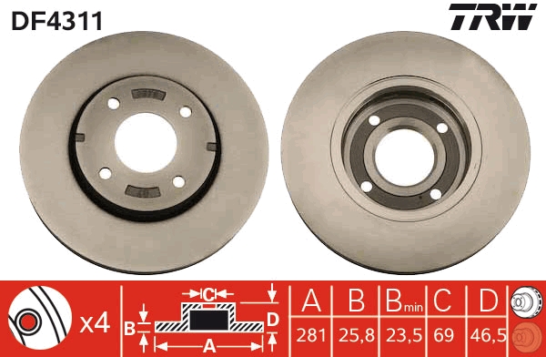 Disco freno TRW DF4311