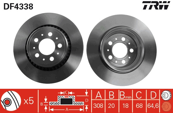 Disco freno TRW DF4338