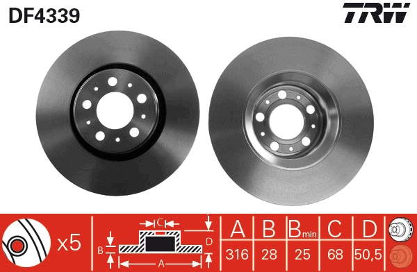 Disco freno TRW DF4339