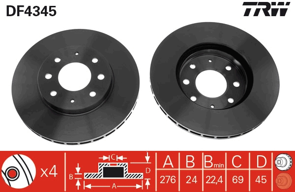 Disco freno TRW DF4345