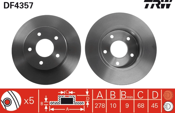 Disco freno TRW DF4357