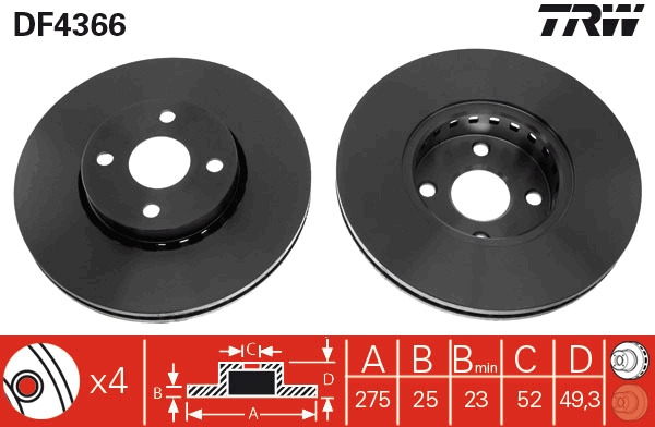 Disco freno TRW DF4366