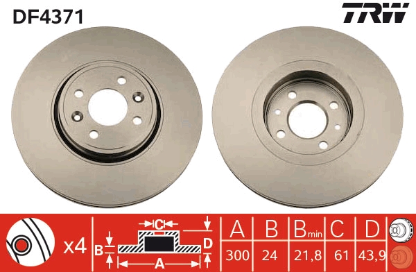 Disco freno TRW DF4371