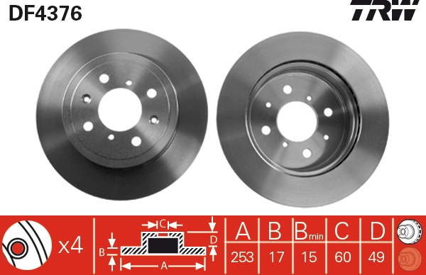 Disco freno TRW DF4376