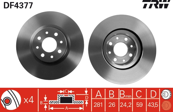 Disco freno TRW DF4377