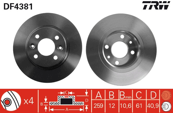 Disco freno TRW DF4381