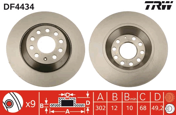 Disco freno TRW DF4434