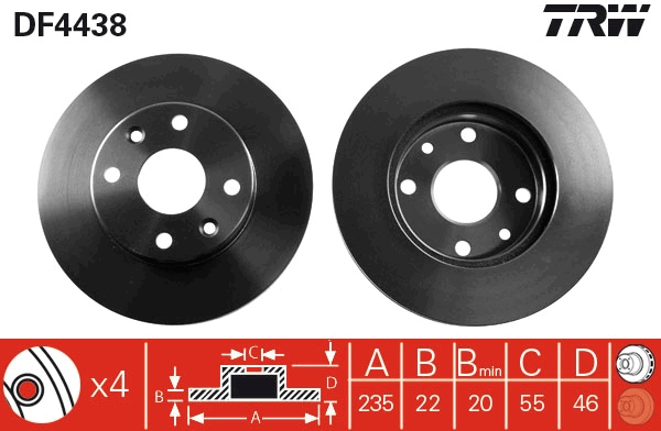 Disco freno TRW DF4438