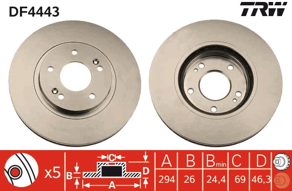Disco freno TRW DF4443