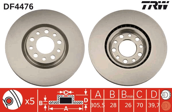 Disco freno TRW DF4476