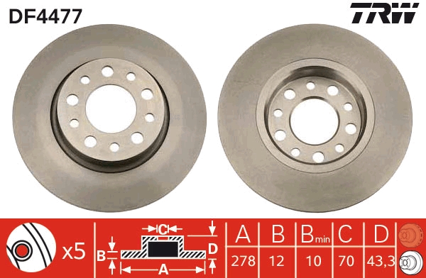 Disco freno TRW DF4477