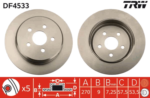Disco freno TRW DF4533