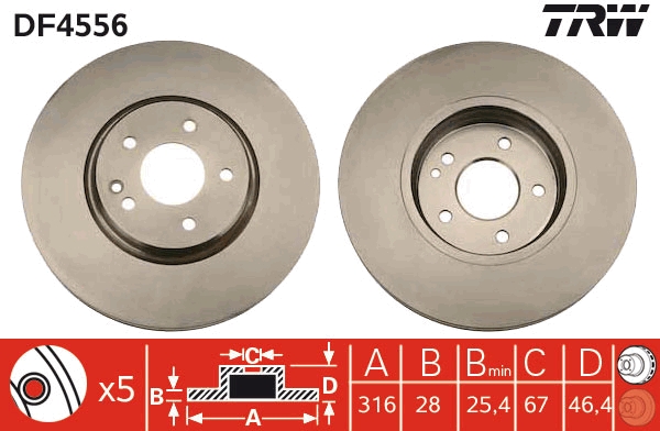 Disco freno TRW DF4556