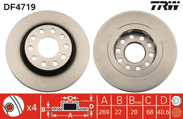 Disco freno TRW DF4719