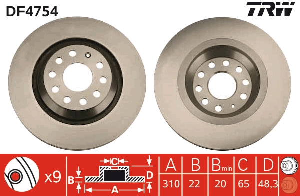 Disco freno TRW DF4754