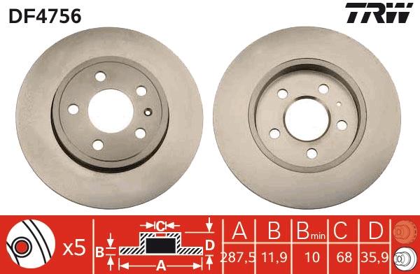 Disco freno TRW DF4756