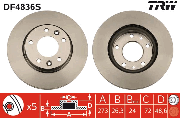 Disco freno TRW DF4836S